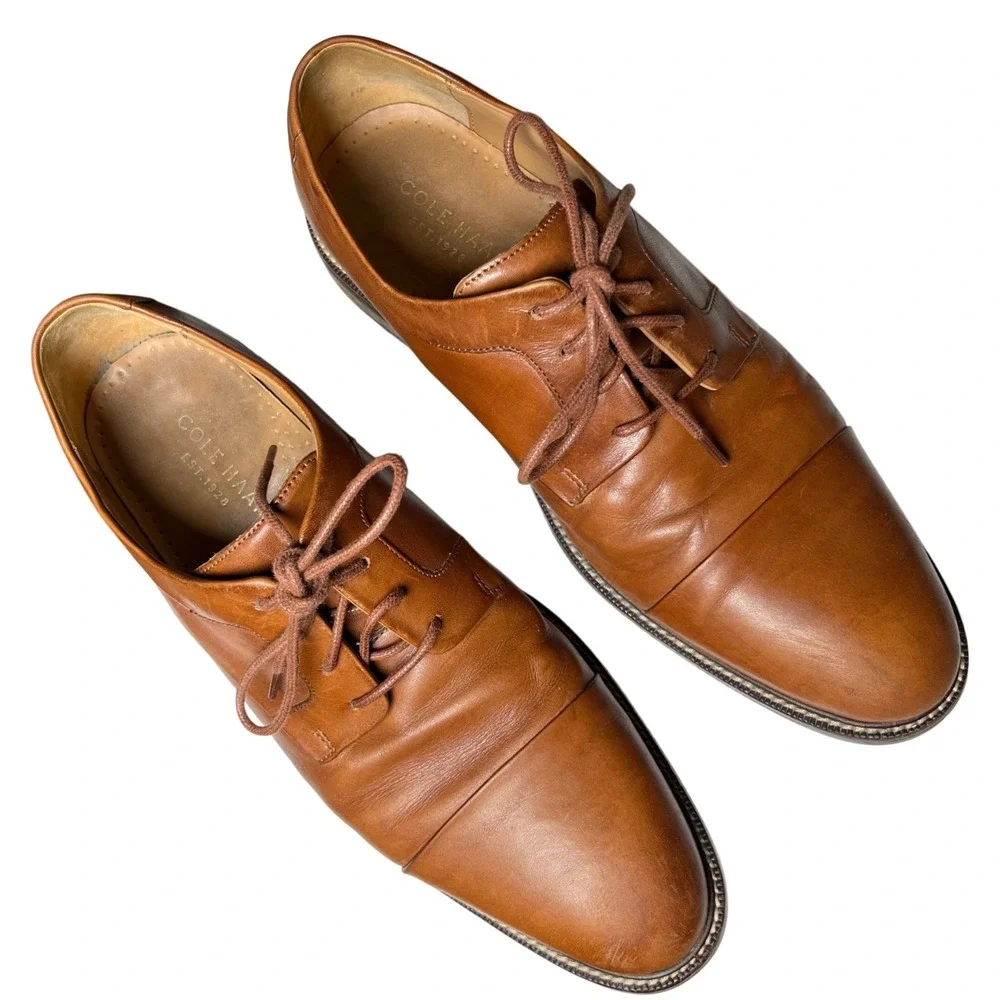 Cole Haan Brown Leather Cap Toe Oxford‎ Shoes Men's 8.5M Classic Dress StyleM